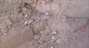آثار تساقط الهاونات الحوثية على مسجد دار الحديث بدماج